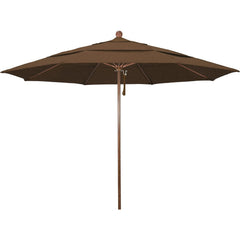 Patio Umbrellas; Diameter (Feet): 11; Height (Feet): 8.917; Fabric Color: Teak; Base Included: No; Canopy Fabric: Olefin; Fade Resistant: Yes; Additional Information: Pulley Lift; Frame Material: Aluminum