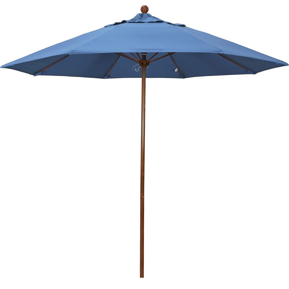 Patio Umbrellas; Diameter (Feet): 9; Height (Feet): 8.583; Fabric Color: Capri; Base Included: No; Canopy Fabric: Pacifica; Fade Resistant: Yes; Additional Information: Push Lift; Frame Material: Aluminum