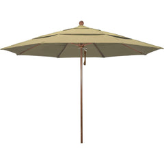 Patio Umbrellas; Diameter (Feet): 11; Height (Feet): 8.917; Fabric Color: Champagne; Base Included: No; Canopy Fabric: Olefin; Fade Resistant: Yes; Additional Information: Pulley Lift; Frame Material: Aluminum