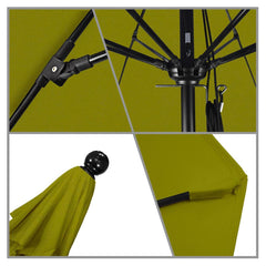 Patio Umbrellas; Diameter (Feet): 11; Height (Feet): 8.917; Fabric Color: Ginkgo; Base Included: No; Canopy Fabric: Pacifica; Fade Resistant: Yes; Additional Information: Pulley Lift; Frame Material: Aluminum