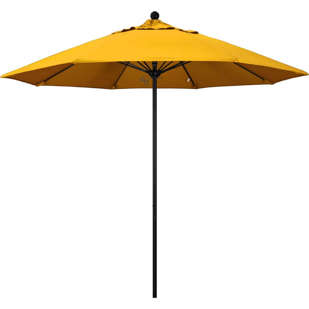 Patio Umbrellas; Diameter (Feet): 9; Height (Feet): 8.583; Fabric Color: Yellow; Base Included: No; Canopy Fabric: Pacifica; Fade Resistant: Yes; Additional Information: Push Lift; Frame Material: Aluminum