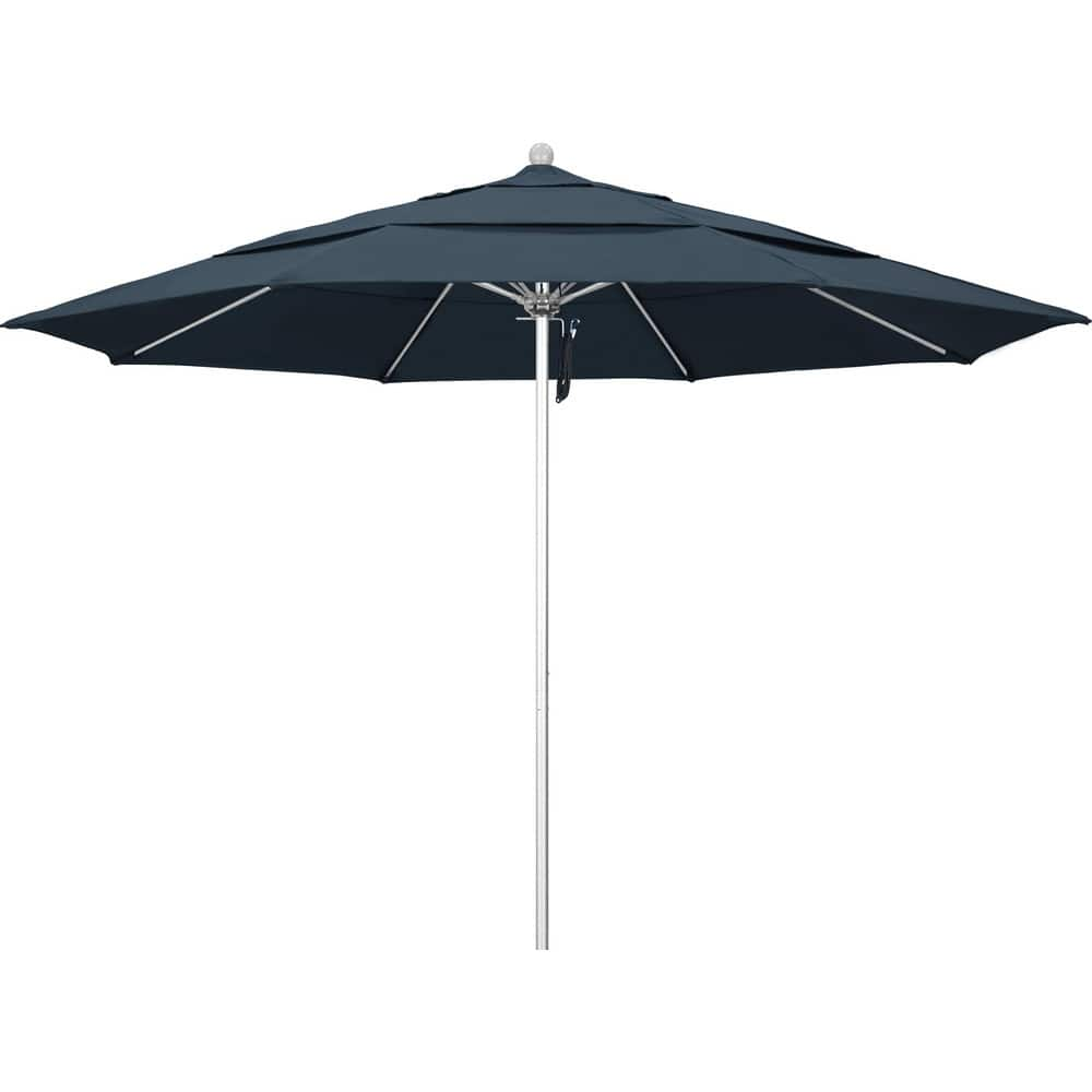 Patio Umbrellas; Diameter (Feet): 11; Height (Feet): 8.917; Fabric Color: Sapphire Blue; Base Included: No; Canopy Fabric: Pacifica; Fade Resistant: Yes; Additional Information: Pulley Lift; Frame Material: Aluminum