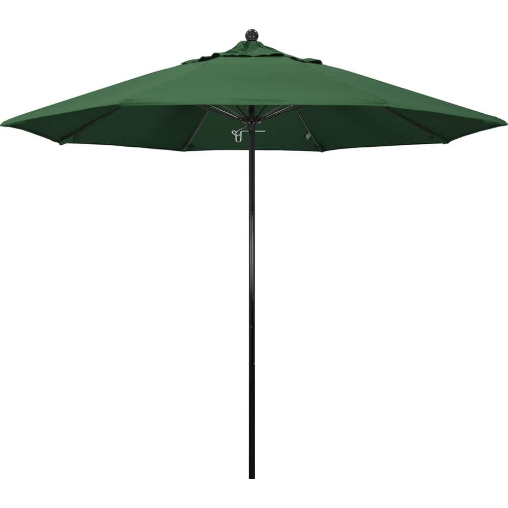 Patio Umbrellas; Diameter (Feet): 9; Height (Feet): 8.750; Fabric Color: Hunter Green; Base Included: No; Canopy Fabric: Olefin; Fade Resistant: Yes; Additional Information: Push Lift; Frame Material: Fiberglass