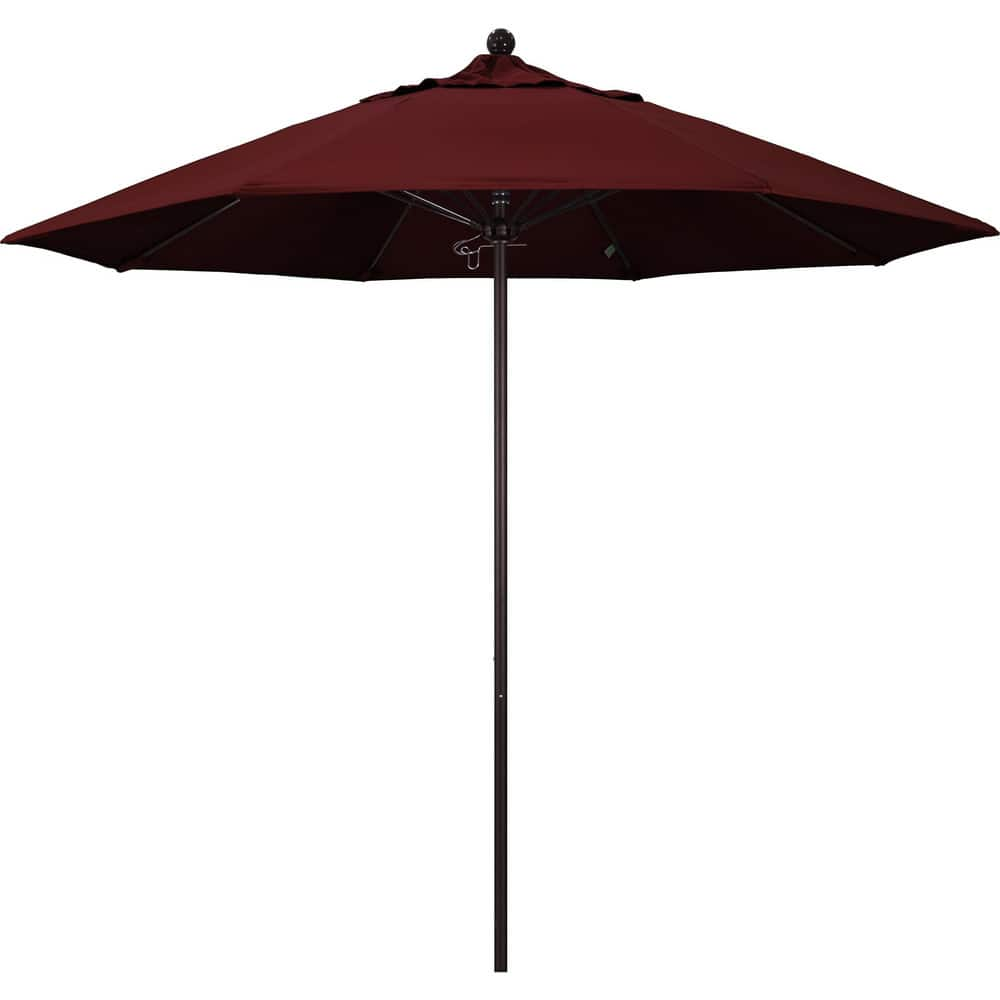 Patio Umbrellas; Diameter (Feet): 9; Height (Feet): 8.583; Fabric Color: Burgundy; Base Included: No; Canopy Fabric: Pacifica; Fade Resistant: Yes; Additional Information: Push Lift; Frame Material: Aluminum