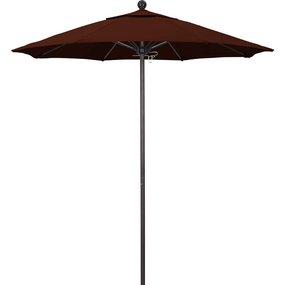 Patio Umbrellas; Diameter (Feet): 7.5; Height (Feet): 8.000; Fabric Color: Brick; Base Included: No; Canopy Fabric: Pacifica; Fade Resistant: Yes; Additional Information: Push Lift; Frame Material: Aluminum