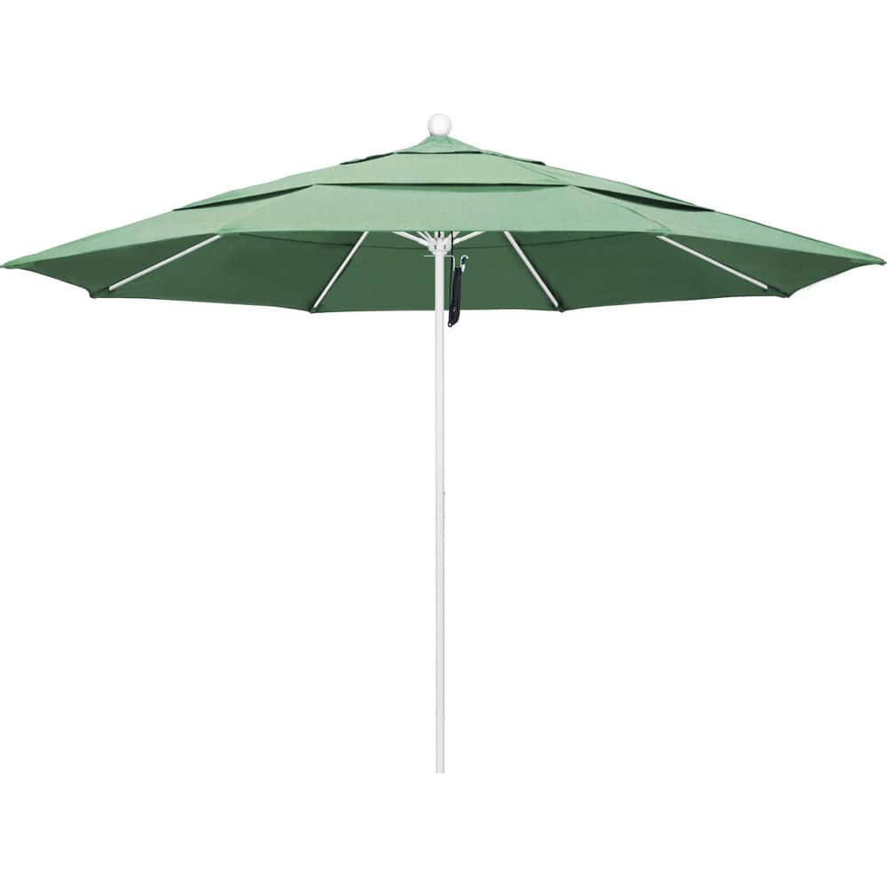 Patio Umbrellas; Diameter (Feet): 11; Height (Feet): 8.917; Fabric Color: Spa; Base Included: No; Canopy Fabric: Pacifica; Fade Resistant: Yes; Additional Information: Pulley Lift; Frame Material: Aluminum