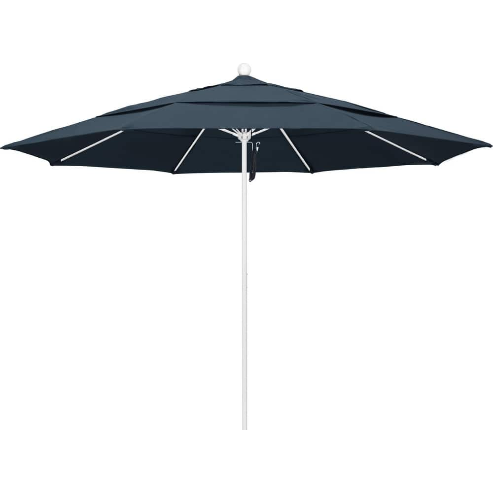 Patio Umbrellas; Diameter (Feet): 11; Height (Feet): 8.917; Fabric Color: Sapphire Blue; Base Included: No; Canopy Fabric: Pacifica; Fade Resistant: Yes; Additional Information: Pulley Lift; Frame Material: Aluminum