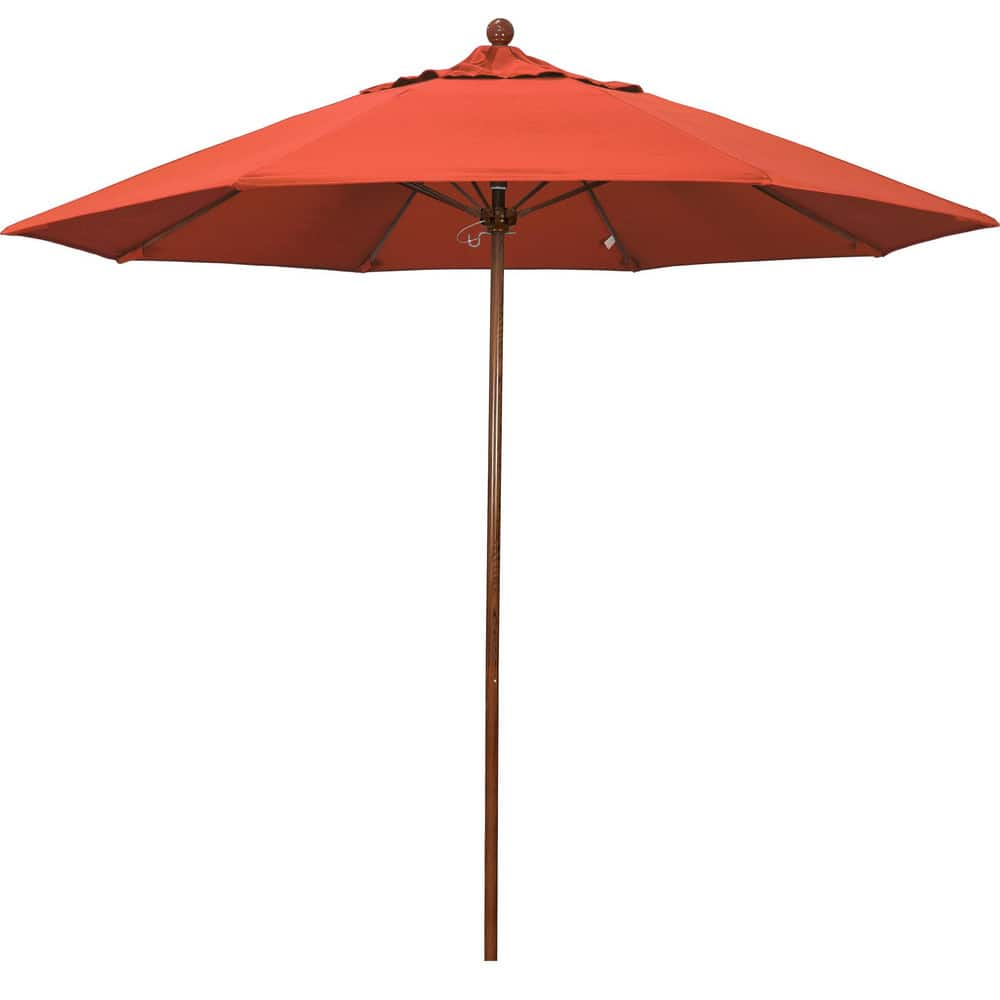 Patio Umbrellas; Diameter (Feet): 9; Height (Feet): 8.583; Fabric Color: Sunset; Base Included: No; Canopy Fabric: Olefin; Fade Resistant: Yes; Additional Information: Push Lift; Frame Material: Aluminum