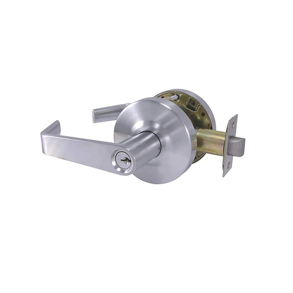 Lever Locksets; Type: Entry/Office; Key Type: Keyed Different; Strike Type: ASA Strike; Finish/Coating: Satin Chrome; Material: Brass/Zinc; Material: Brass/Zinc; Door Thickness: 1-3/4-2; Backset: 2.75; Lockset Grade: Grade 2; Cylinder Type: Conventional;