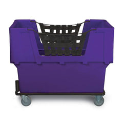 Polyethylene Basket Truck: 18 lb Capacity, 37″ Deep, 48″ Long (2) Rigid & (2) Swivel Wheels, 4″ Wheels, Rubber Casters