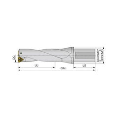 Indexable Insert Drills; Drill Style: TDSU; Maximum Drill Diameter (mm): 28.60; Maximum Drill Depth (mm): 87.10; Shank Type: Flatted; Shank Diameter (Inch): 32; Shank Diameter (mm): 32.00; Number of Drill Inserts: 2; Cutting Direction: Right Hand; Tool Ma