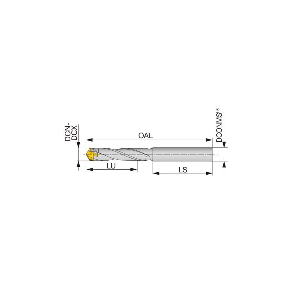 Replaceable Tip Drill: 8 to 8.4 mm Drill Dia, 28 mm Max Depth, 10 mm Straight-Cylindrical Shank Uses DMP Inserts, 87.75 mm OAL, Through Coolant