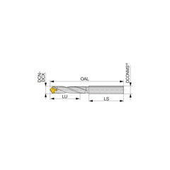 Replaceable Tip Drill: 7 to 7.4 mm Drill Dia, 24.5 mm Max Depth, 8 mm Straight-Cylindrical Shank Uses DMP Inserts, 79.08 mm OAL, Through Coolant