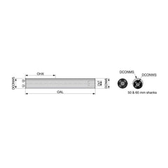 Modular Lathe Adapter/Mount: Neutral Cut, 16 Modular Connection 16 mm Square Shank, 156.3 mm OAL, Through Coolant, Series D