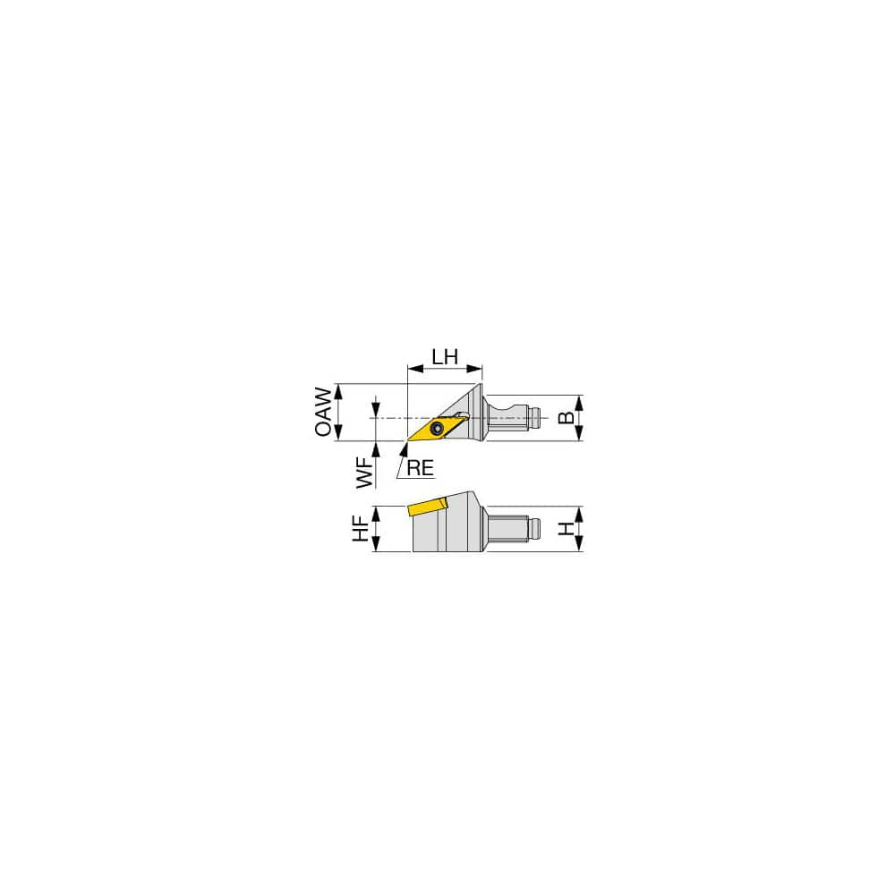 Modular Turning & Profiling Cutting Unit Head: Size QC12, External, Right Hand Uses VXGU Inserts, Through Coolant