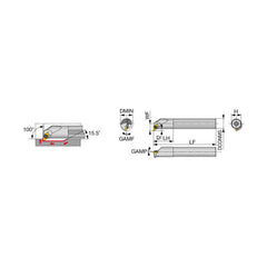 Indexable Boring Bar:  A16Q-SDXXL07-D200,  20.00 mm Min Bore,  16.00 mm Shank Dia,  100.00&deg N/A Steel 180.0000″ OAL,  Screw,