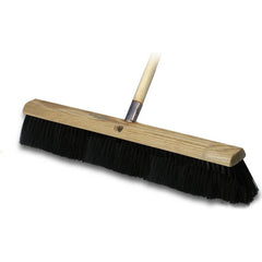 Push Broom: 24″ Wide, Plastic Bristle 3″ Bristle Length, Wood Block, Threaded Handle Connection, Handle Included