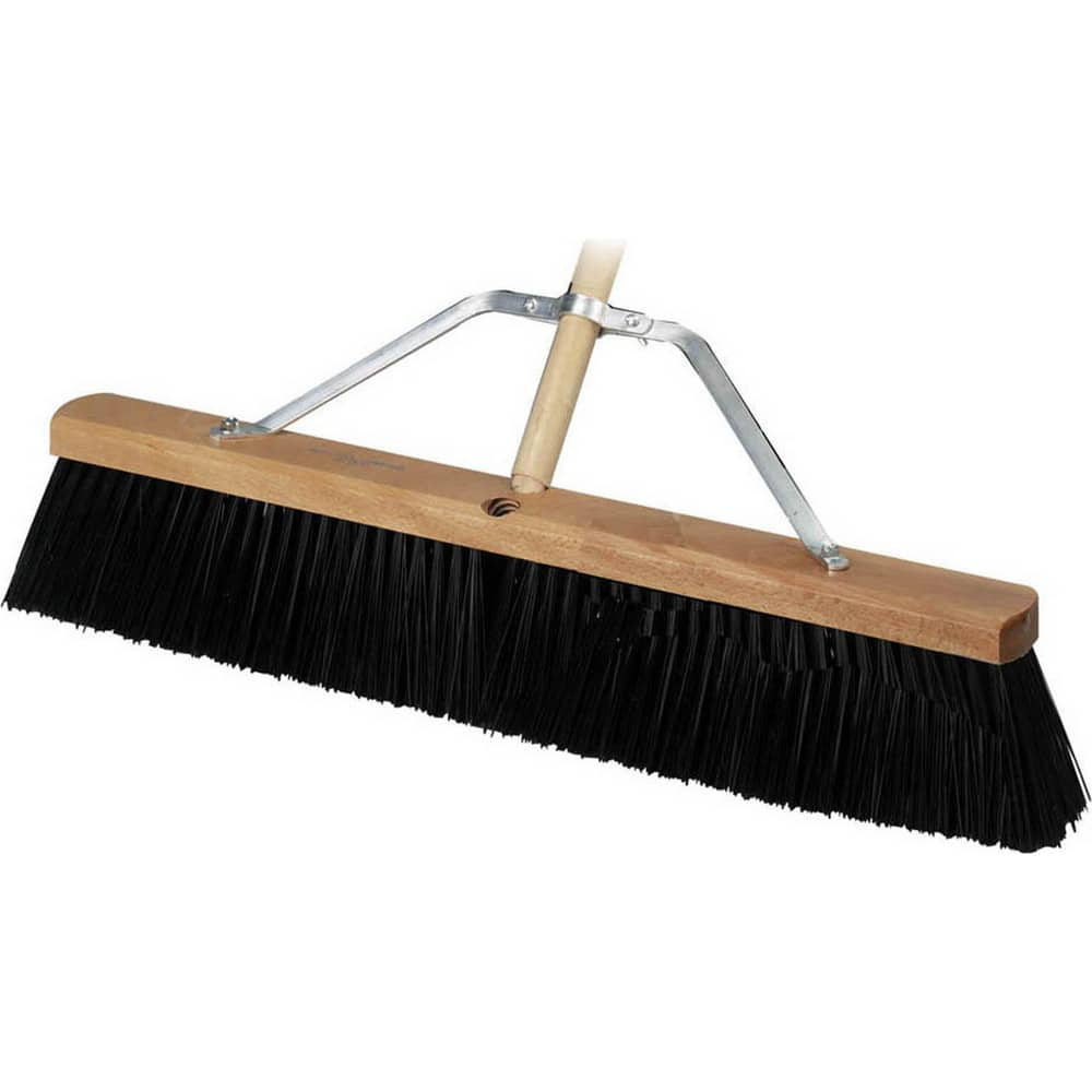 Push Broom: 24″ Wide, Polypropylene Bristle 3-3/4″ Bristle Length, Wood Block, Threaded Handle Connection, Handle Included