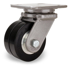 Swivel Top Plate Caster: Polyurethane on Aluminum, 4″ Wheel Dia, 2″ Wheel Width, 1,200 lb Capacity, 5-5/8″ OAH 5″ Plate Length, 4″ Plate Width, Non-Marking