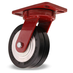 Swivel Top Plate Caster: Polyurethane on Aluminum, 6″ Wheel Dia, 2″ Wheel Width, 2,025 lb Capacity, 7-3/4″ OAH 6.5″ Plate Length, 4.5″ Plate Width, Non-Marking