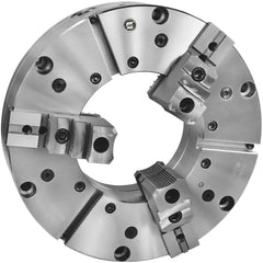 Self-Centering Manual Lathe Chuck: 3-Jaw,  32″ Dia Two-Piece Jaws, Direct Mount, 600 Max RPM