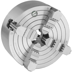 Independent Manual Lathe Chuck: 4-Jaw,  8″ Dia Hard & Solid Jaws, Direct & D1-5 Mount, 1,800 Max RPM