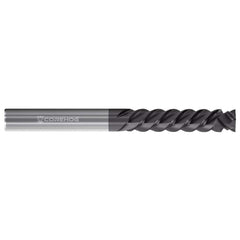 Square End Mill: 1/4'' Dia, 1-1/8'' LOC, 3'' OAL, 4 Flutes, Solid Carbide Single End, DLC Finish, Compression Flute