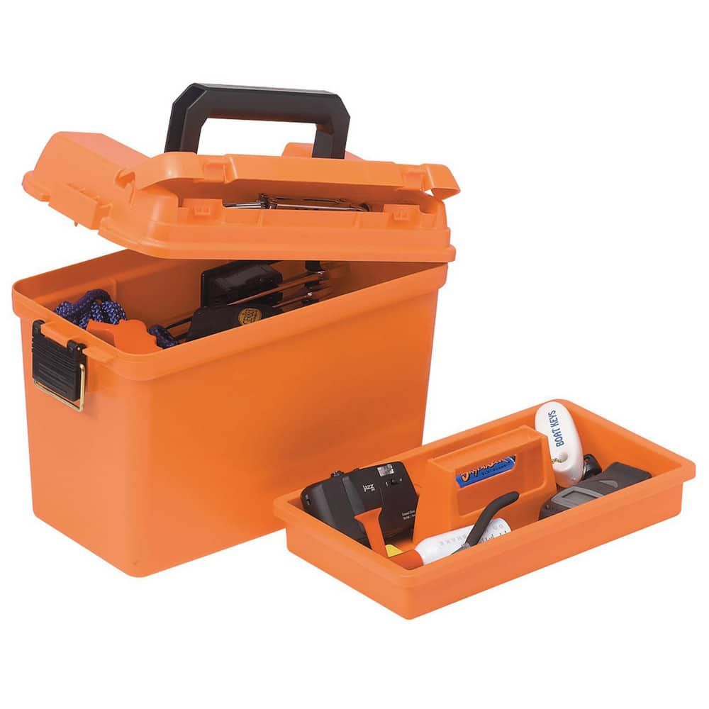 Tool Boxes, Cases & Chests; Material: Plastic; Color: Orange; Overall Depth: 10 in; Overall Height: 13 in; Overall Width: 17; Number Of Trays: 1; Number Of Compartments: 2.000