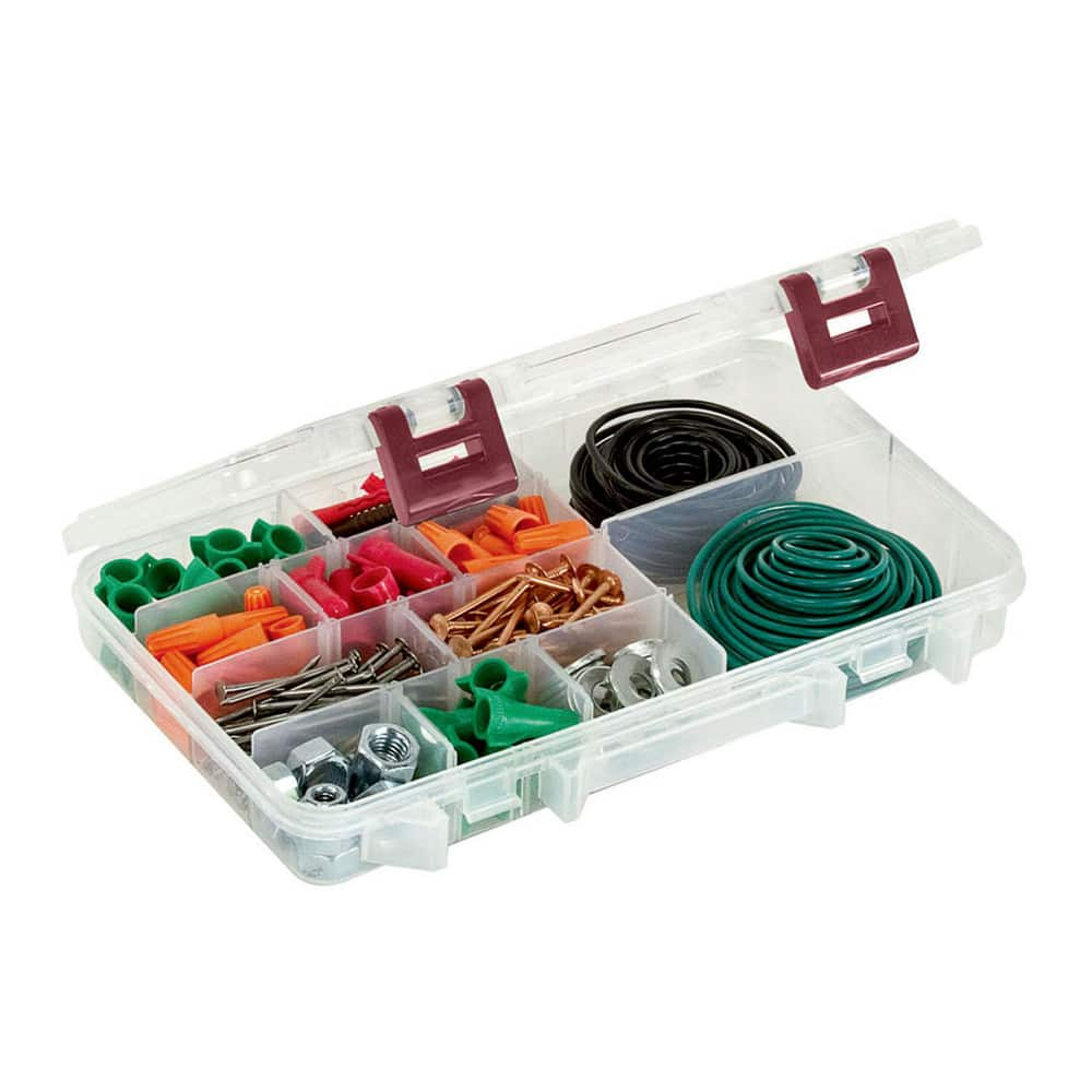 Small Parts Boxes & Organizers; Product Type: Compartment Box; Lock Type: ProLatch; Width (Inch): 7; Depth (Inch): 1-3/4; Number of Dividers: 15; Removable Dividers: Yes; Color: Clear; Features: 5 Fixed Compartments with dividers to make up to 20 compartm