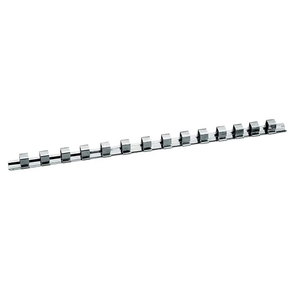 Socket Holders & Trays; Type: Socket Rail; Drive Size: 0.5 in; Number Of Sockets Held: 14; Material: Spring Steel; Overall Length: 405.00; Tool Type: Socket Rail; Drive Size: 0.5 in