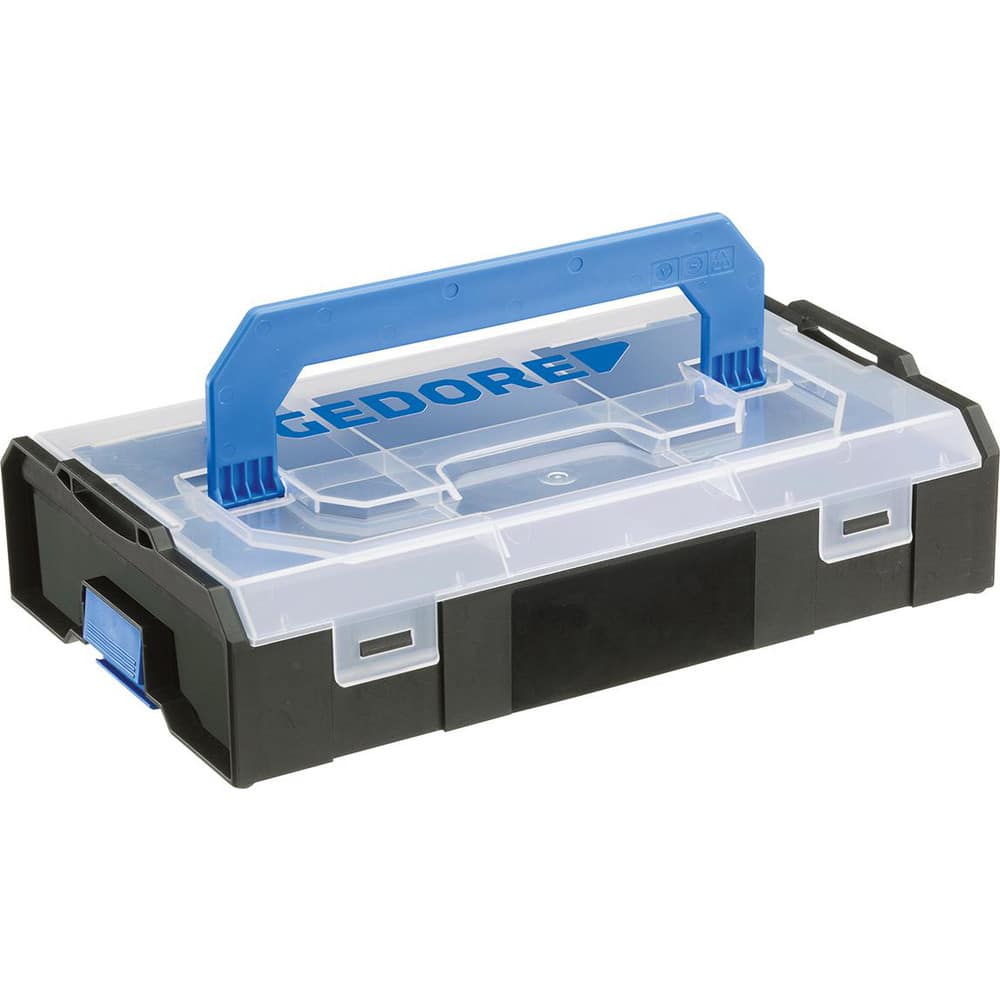 Small Parts Boxes & Organizers; Product Type: Storage Box; Lock Type: Clasp; Number of Dividers: 2; Removable Dividers: No; Color: Blue; Black; Clear; Number Of Compartments: 6