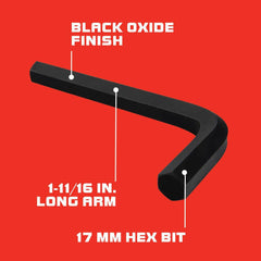 Hex Keys; End Type: Hex; Handle Type: L-Handle; Arm Style: Long; Arm Length: 6.75 in; 1.375 in; Handle Color: Black; Insulated: No; Overall Length: 6.75