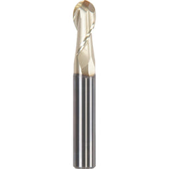 Ball End Mill: 0.5512″ Dia, 1.0236″ LOC, 2 Flute, Solid Carbide Uncoated