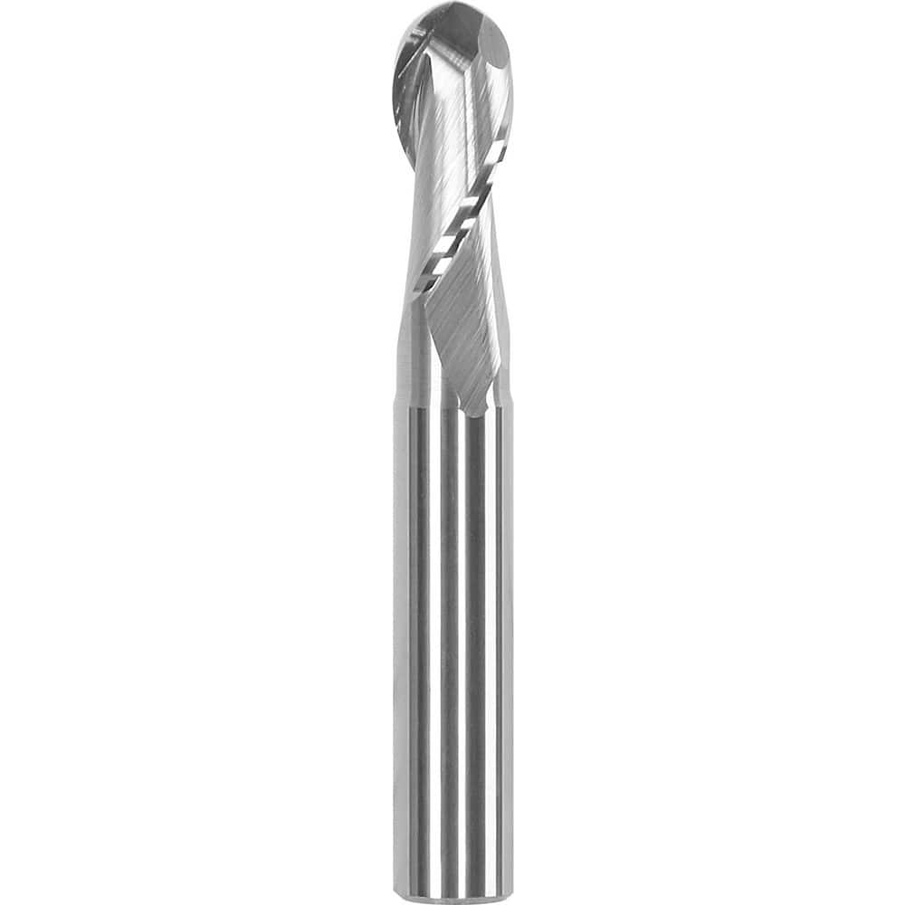 Ball End Mill: 0.1181″ Dia, 0.315″ LOC, 2 Flute, Solid Carbide Uncoated