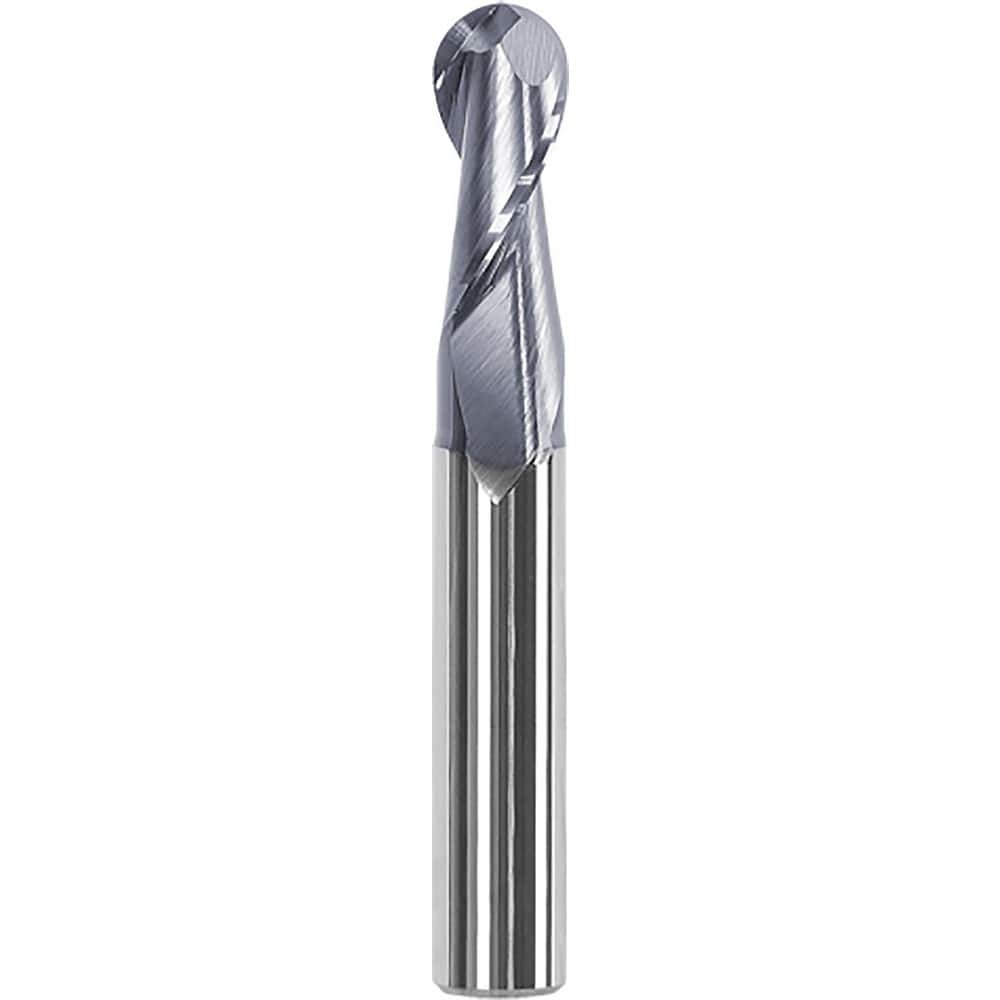 Ball End Mill: 0.1181″ Dia, 0.315″ LOC, 2 Flute, Solid Carbide AlTiN Coated