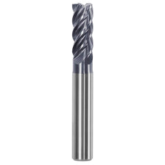 Corner Chamfer End Mill: 0.6299″ Dia, 1.2598″ LOC, 5 Flute, 0.0197″ Chamfer Width, Solid Carbide 3.66 mm OAL, AlTiN Coated