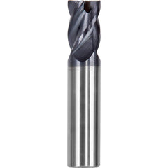 Corner Chamfer End Mill: 0.3937″ Dia, 0.4921″ LOC, 4 Flute, 0.0079″ Chamfer Width, Solid Carbide 1.97 mm OAL, AlTiN Coated, Centercutting