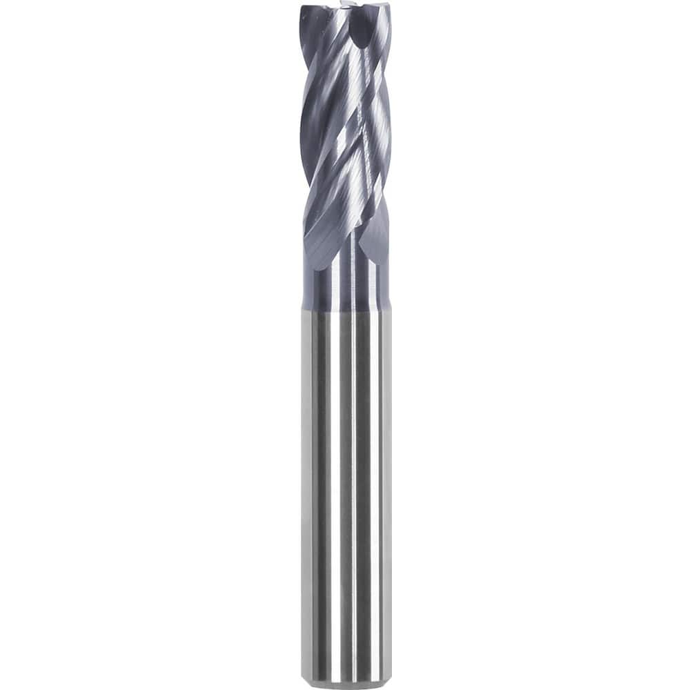 Corner Chamfer End Mill: 0.6299″ Dia, 1.2598″ LOC, 4 Flute, 0.0126″ Chamfer Width, Solid Carbide 3.66 mm OAL, AlTiN Coated, Centercutting