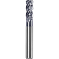 Corner Radius End Mill: 0.3937″ Dia, 0.8661″ LOC, 0.06″ Radius, 4 Flutes, Solid Carbide 2.87″ OAL, 0.3937″ Shank Dia, Helix, AlTiN Coated, Centercutting