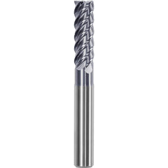 Corner Chamfer End Mill: 0.6299″ Dia, 1.8898″ LOC, 5 Flute, 0.0197″ Chamfer Width, Solid Carbide 4.53 mm OAL, AlTiN Coated