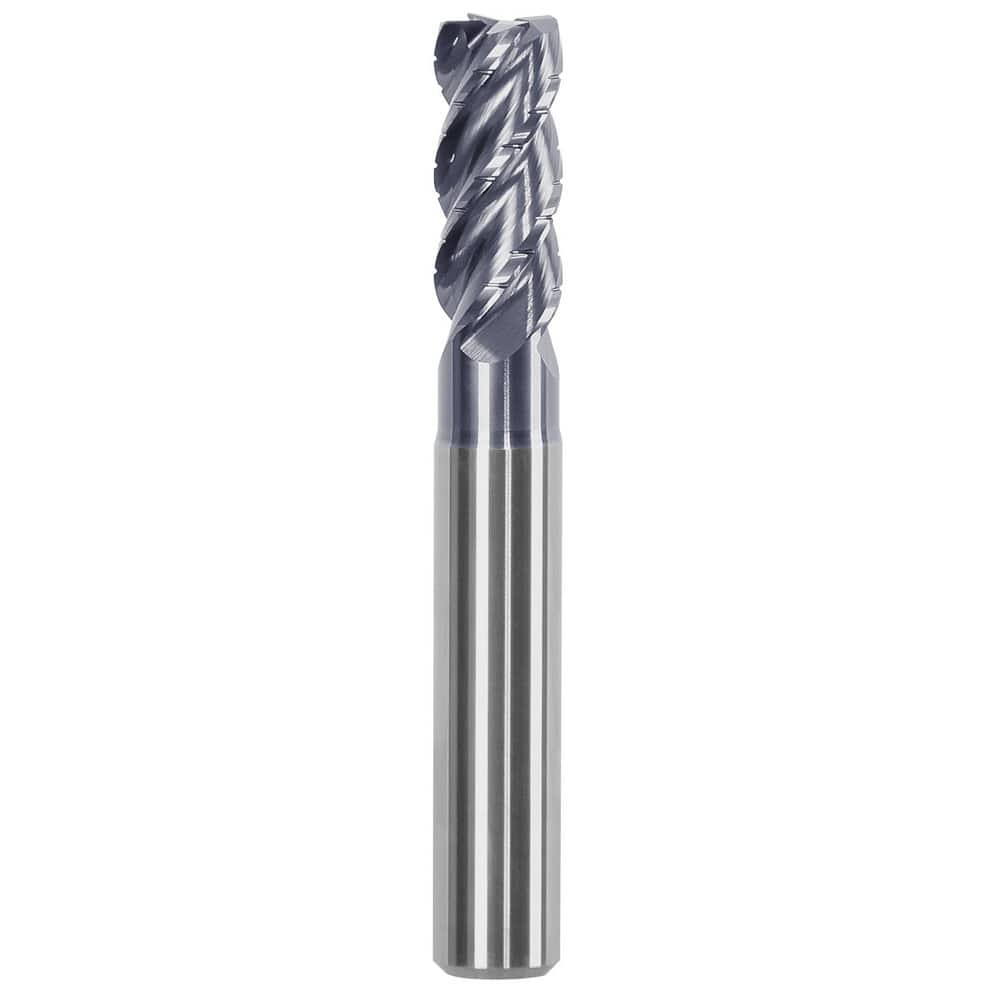 Corner Chamfer End Mill: 0.7087″ Dia, 1.2598″ LOC, 4 Flute, 0.0197″ Chamfer Width, Solid Carbide 2.52 mm OAL, AlTiN Coated, Centercutting