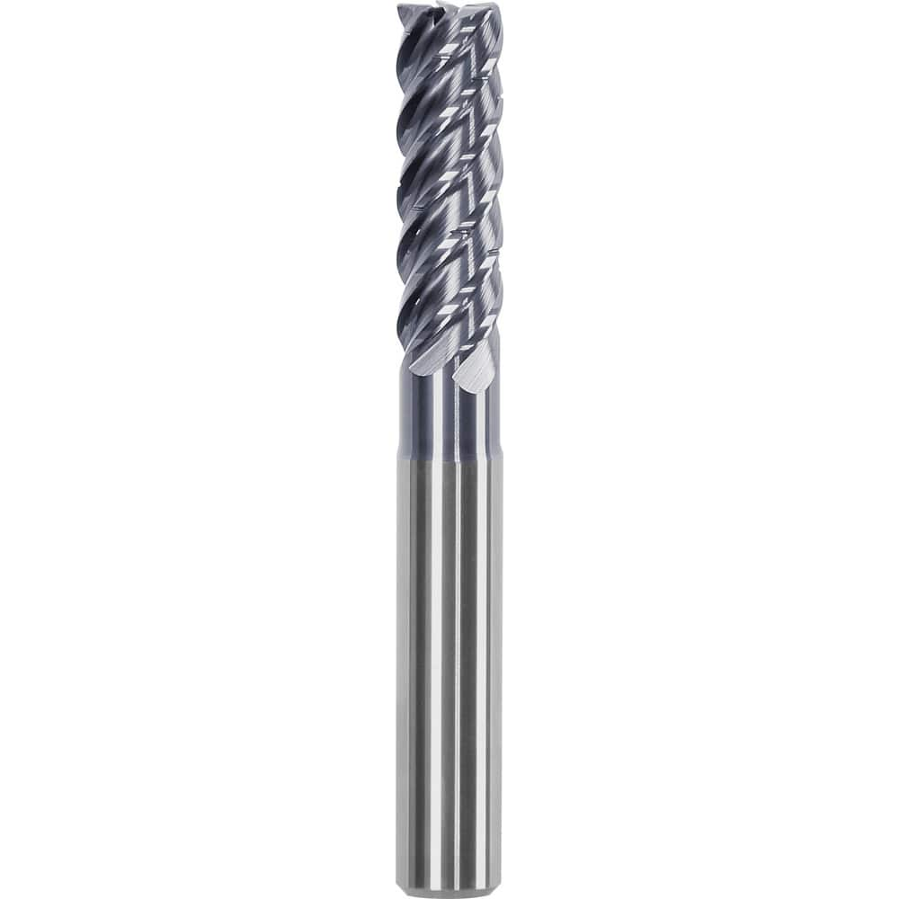 Corner Chamfer End Mill: 0.5512″ Dia, 1.6535″ LOC, 5 Flute, 0.0157″ Chamfer Width, Solid Carbide 4.13 mm OAL, AlTiN Coated