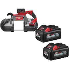 Cordless Portable Bandsaws; Voltage: 18.00; Cutting Capacity - Round: 5 in; Cutting Capacity - Rectangular: 5 x 5 in; Battery Included: Yes; Number Of Batteries: 3; Battery Series: M18; Battery Capacity: 5 Ah; Battery Chemistry: Lithium-ion; Charger Inclu