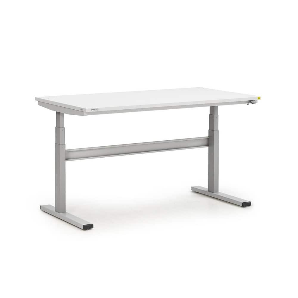 Stationary Work Benches, Tables; Table Type: Electric; Bench Style: Side Work Bench; Edge Type: Comfort Edge; Leg Style: Motor Height Adjustment; Color: Gray; Maximum Height: 50 in; Minimum Height: 24.8000; Overall Depth: 31.5 in; Table Material: Steel; F