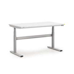 Stationary Work Benches, Tables; Table Type: Electric; Bench Style: Side Work Bench; Edge Type: Comfort Edge; Leg Style: Motor Height Adjustment; Color: Gray; Maximum Height: 50 in; Minimum Height: 24.8000; Overall Depth: 31.5 in; Table Material: Steel; F