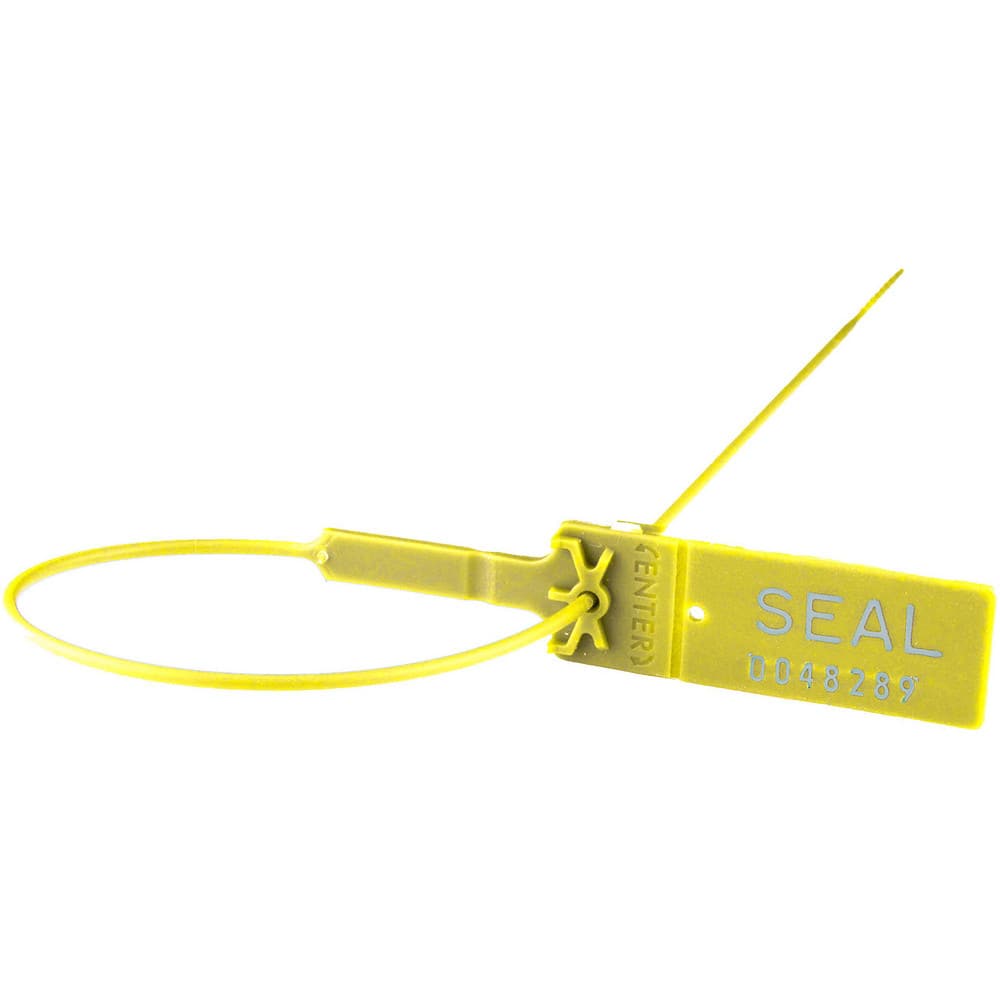 Security Seals; Type: Tamper-Evident Plastic Seal; Overall Length (Decimal Inch): 15.50; Operating Length: 12 in; Breaking Strength: 35.000; Material: Polypropylene; Color: Yellow; Color: Yellow; Overall Length: 15.50; Material: Polypropylene; Product Typ