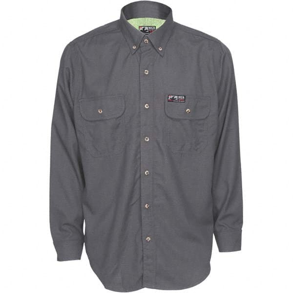 Shirts; Garment Style: Button Down; Garment Type: Fire Resistant; Size: 3X-Large Tall; Color: Gray; Material: Inherent Blend (32 % Modacrylic, 29 % Viscose FR, 28 % Cotton, 6% Para-Aramid, 4 % Polyamide, 1 % Anti-Stat); Material: Modacrylic Fleece; Chest