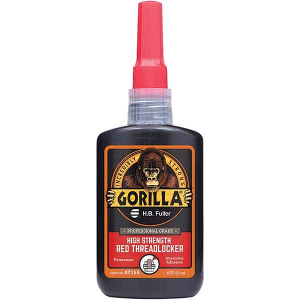 GorillaPro - 50 mL Bottle, Red, High Strength Threadlocker - Makers Industrial Supply