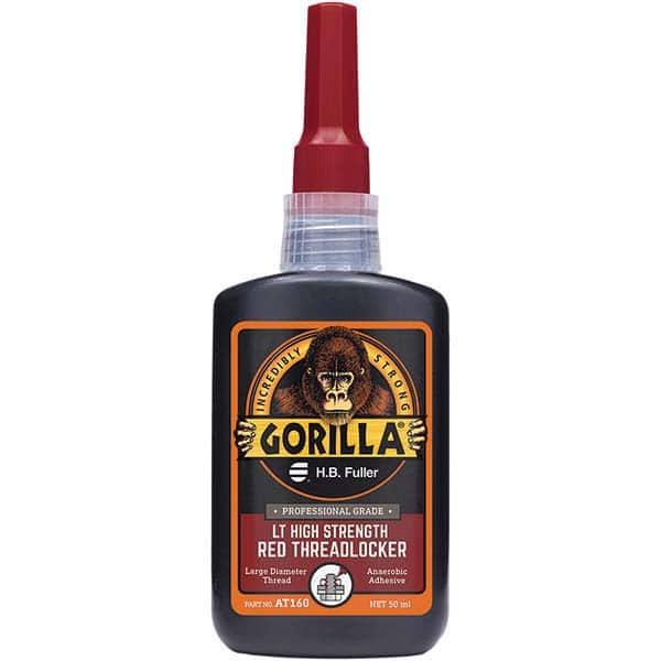 GorillaPro - 50 mL Bottle, Red, High Strength Threadlocker - Makers Industrial Supply