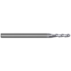 Harvey Tool - Ball End Mills; Mill Diameter (Inch): 1/64 ; Mill Diameter (Decimal Inch): 0.0150 ; Number of Flutes: 3 ; Length of Cut (Decimal Inch): 0.0450 ; Material: Solid Carbide ; Overall Length (Inch): 1-1/2 - Exact Industrial Supply